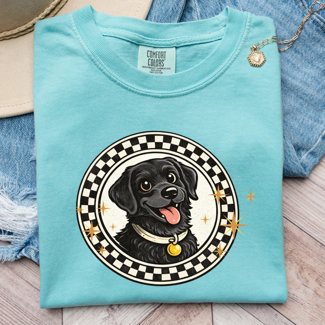 Black Lab Shirt, Cute Labrador Retriever Graphic Tee, Retro Dog Lover ...