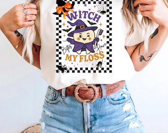 Cute Dental Halloween Tooth PNG, Dental Office Squad Digital Download,Dental Assistant Gift,Dentist Witch Tooth Sublimation for Dental Staff