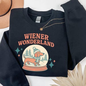 Dachshund Winter Wiener Wonderland Sweatshirt For Dachshund Lover Funny Christmas Dog Sweatshirt for Doxie Mom Christmas Weenie Sweatshirt