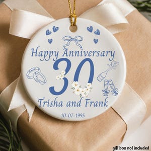 Personalized 30th Anniversary Ornament, Pearl Anniversary Keepsake, 30 Years Married Gift for Parents, Custom 30 Year Ornament