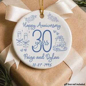 Personalized 30th Anniversary Ornament, 30 Years Married Gift for Parents, Pearl Anniversary Keepsake, Custom 30 Year Ornament