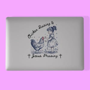 Élevage de poulet vintage et louange de Jésus autocollant | Cadeau chrétien de ferme | rétro amateur de poulet | autocollant ferme | Pays Chrétien