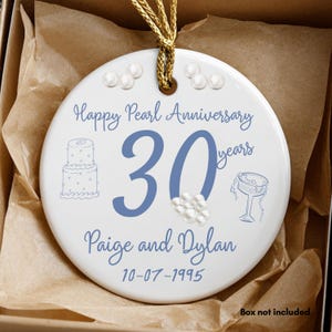 Personalized 30th Anniversary Ornament, Pearl Anniversary Keepsake, Years Married Gift for Parents, Custom 30 Year Ornament