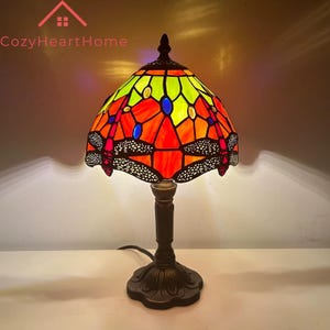 Tiffany-Stil-Glasmalerei-Tischlampe - 20,3-Zoll-Vintage-Mehrfarben-Kuppelschirm mit Metallbasis, antike Art-Deco-Beleuchtung