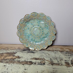 Handmade Textured Green Small Dish