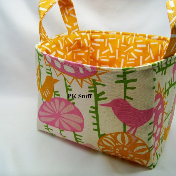 PK Fabric Basket in Menagerie- Gumdrop and Natural - Ready To Ship - Reversible - Washable