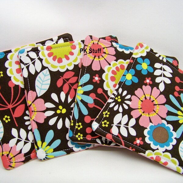 CLEARANCE SALE! PK Fabric Coasters in Lazy Daisy - Reversible - Washable - Ready To Ship