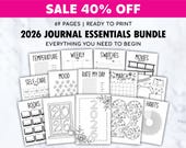 2026 Journal Bundle | Minimalist Planner, Monthly Trackers (Printable)
