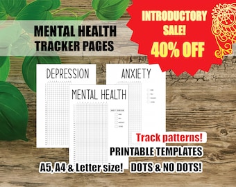 Mental Health Tracker Bundle – Anxiety, Depression (Printable Digital Journal)