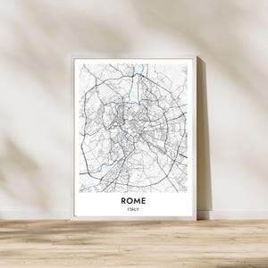 Rome Map Print, Rome Minimalistic Map Poster, Road Map Art, Home Decor Wall, Office Decor, Printable Map, Instant Download Map