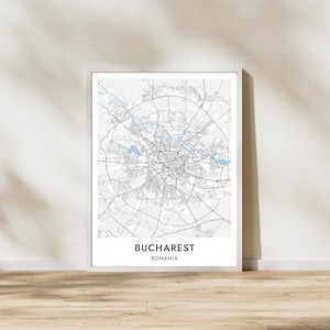 Bucharest Map Print, Bucharest Minimalistic Map Poster, Road Map Art, Home Decor Wall, Office Decor, Printable Map, Instant Download Map