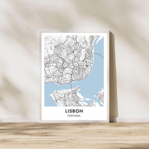 Lisbon Map Print, Lisbon Minimalistic Map Poster, Road Map Art, Home Decor Wall, Office Decor, Printable Map, Instant Download Map