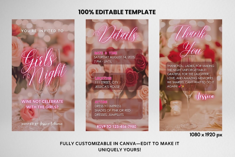 Girls Night Invitation, Animated Girls Night Party Invite, Digital DIY ...