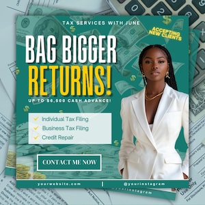 Tax Preparation Flyer, Tax Prep Flyers, 2 Tax Templates, Editable Design, Tax Preparer Flyer, Accounting Services, Credit Repair,