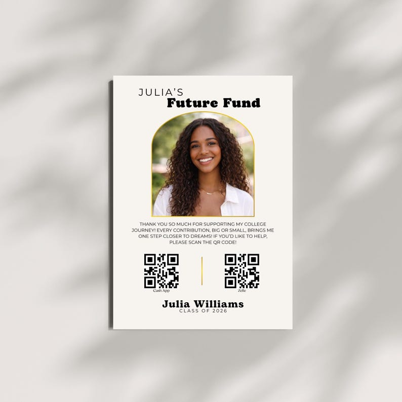 Graduation College Fund Sign, Editable Grad Party Template, QR Code ...