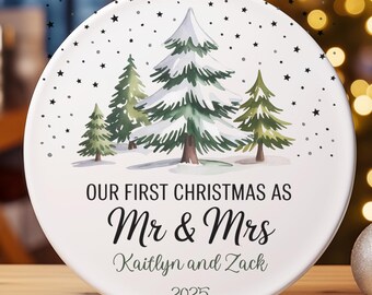 Personalized First Christmas Married Ornament Our First Christmas as Mr & Mrs Newlywed Christmas Gift Wedding Gift Custom Wedding Keepsake