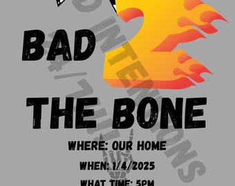 DIGITAL Customizable Template* Bad 2 The Bone 2nd Birthday Invitation