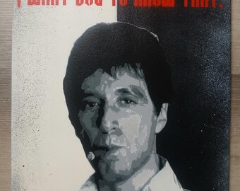 Pintura original sobre lienzo de 28 x 35 cm. Scarface. Tony Montana. Al Pacino.