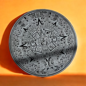 Aztekischer Obsidiankalender, schwarzer Obsidian, Maya, mexikanischer, indigener Obsidiankalender