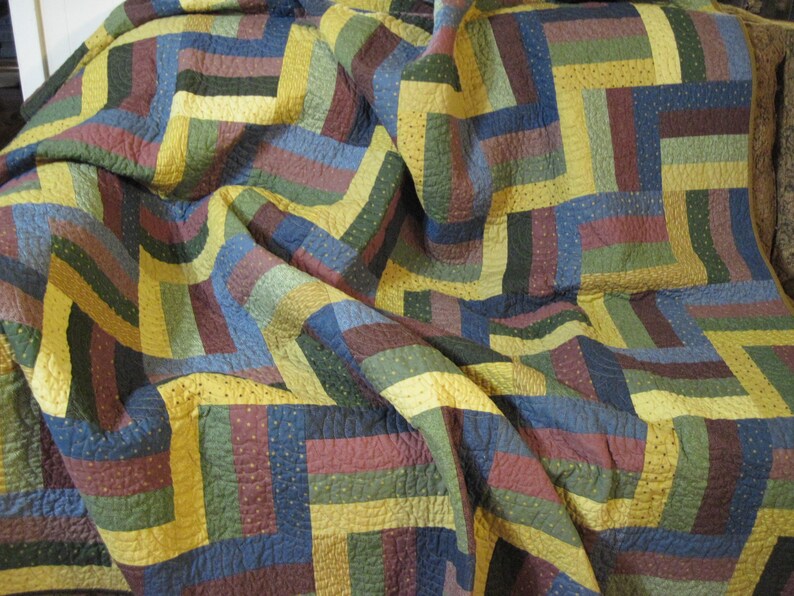 Multicolored Quilt, Gold Quilt, Gender Neutral Quilt, Handmade Quilt