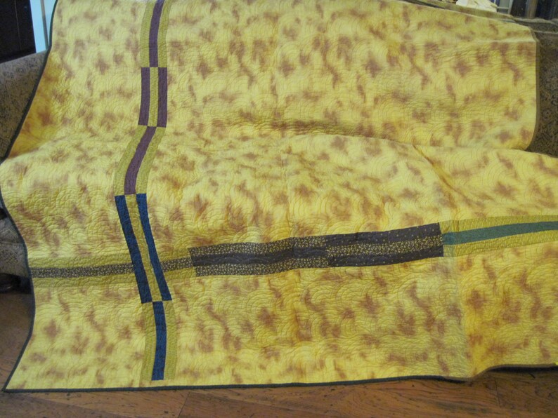 Multicolored Quilt, Gold Quilt, Gender Neutral Quilt, Handmade Quilt