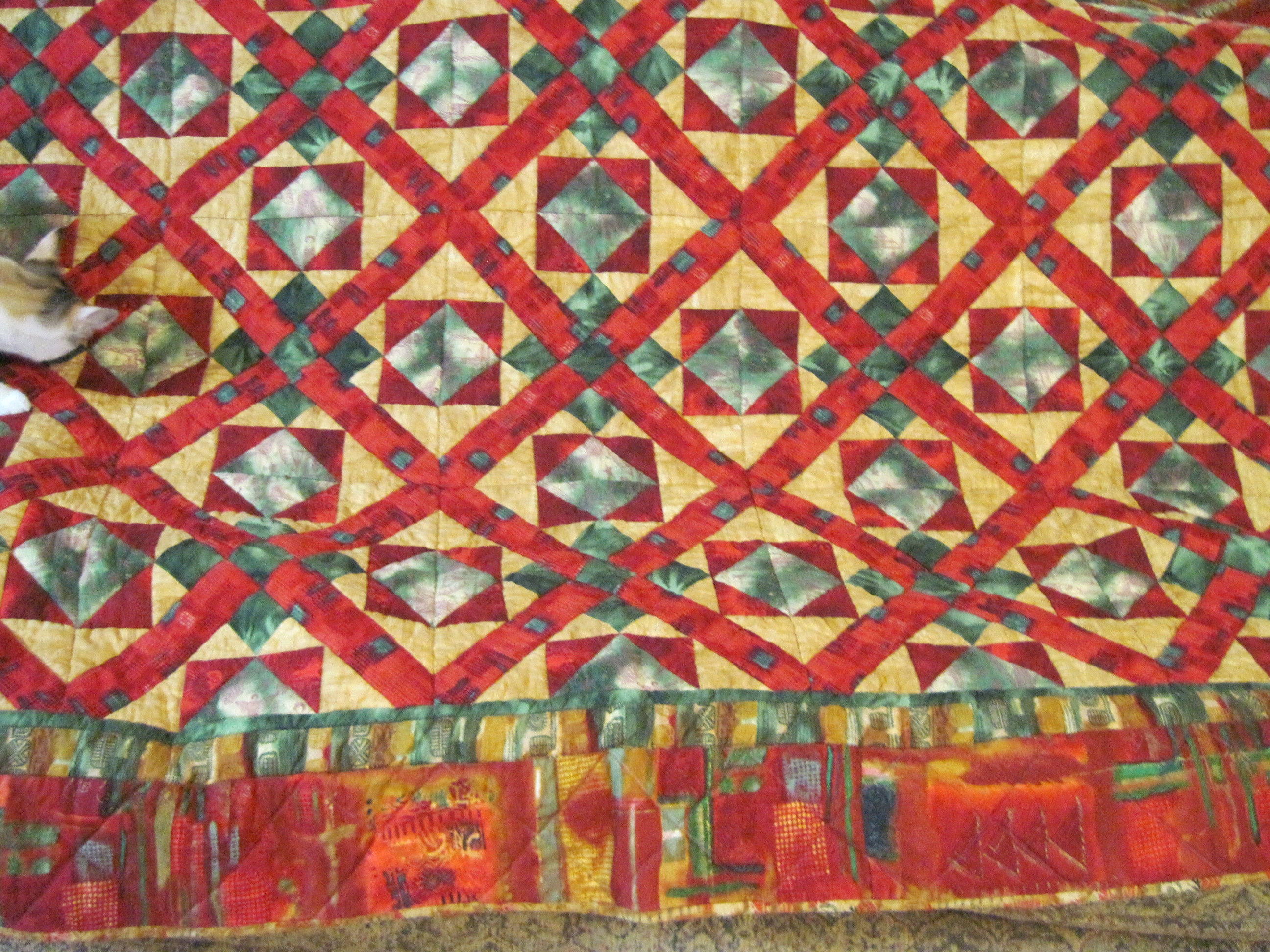 Christmas Quilt, Xmas Quilt, Gender Neutral Quilt, Gold Quilt, Green