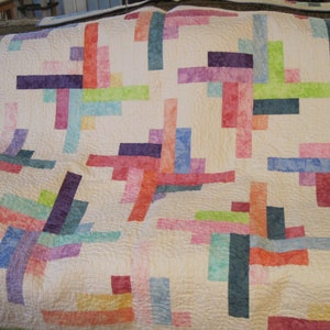 Large nursery quilt, Modern baby quilt, Bright baby quilt