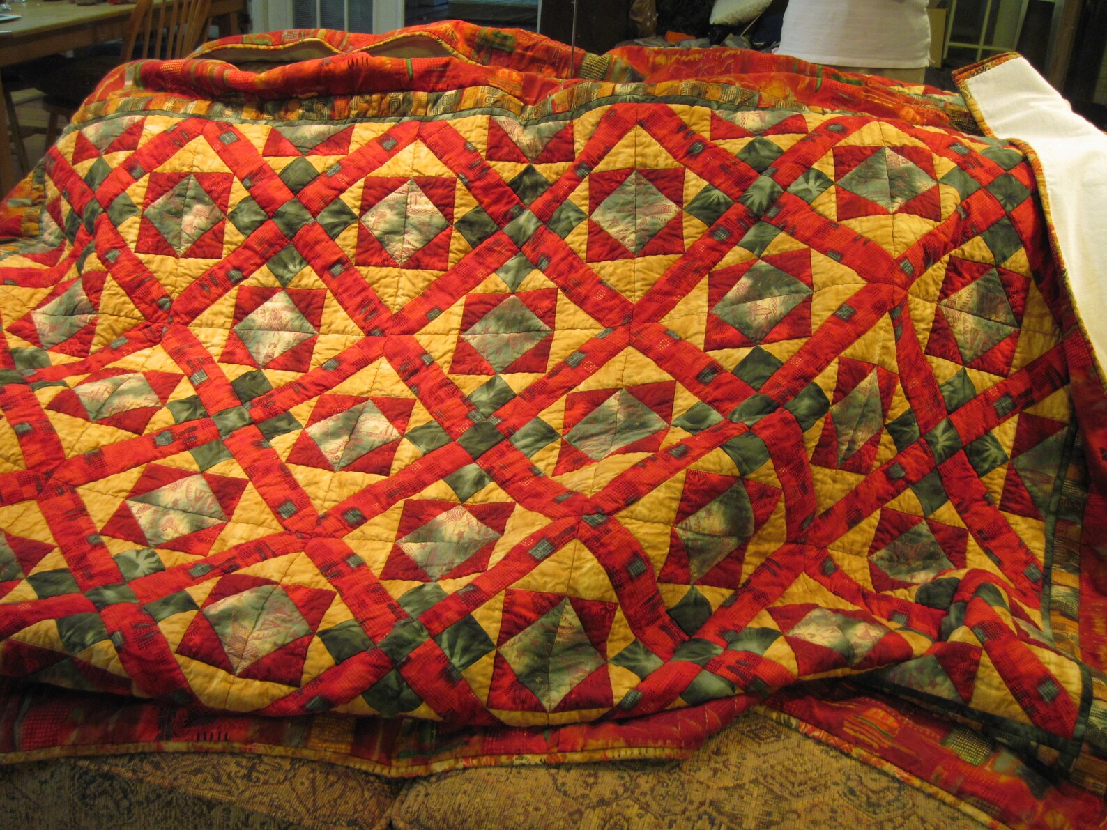 Christmas Quilt, Xmas Quilt, Gender Neutral Quilt, Gold Quilt, Green