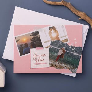 Modello di biglietto di auguri di San Valentino modificabile - Biglietto pieghevole romantico personalizzabile, download digitale stampabile