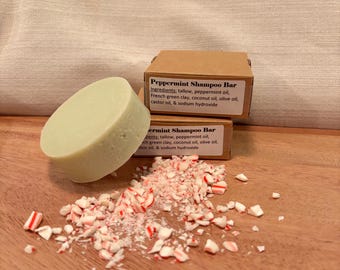 Barra de champú de sebo y menta: sin colorantes ni fragancias artificiales