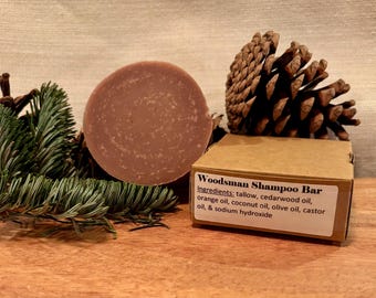 Barra de champú Woodsman Tallow: sin colorantes ni fragancias artificiales