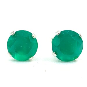 Green Onyx 6mm 1.50ctw Sterling Silver Stud Earrings