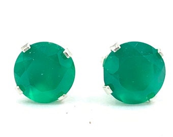 Green Onyx 6mm 1.50ctw Sterling Silver Stud Earrings