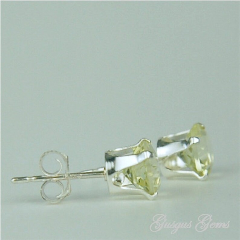 Lemon Quartz 6mm 1.45ctw Sterling Silver Stud Earrings image 4