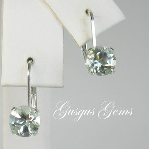 Prasiolite Green Amethyst 6mm 1.40ctw Sterling Silver Leverbacks