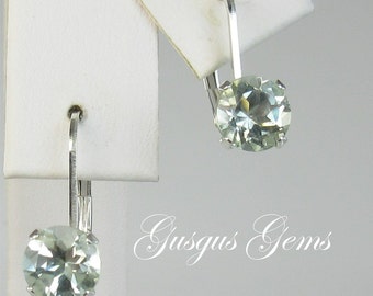 Prasiolite Green Amethyst 6mm 1.40ctw Sterling Silver Leverbacks