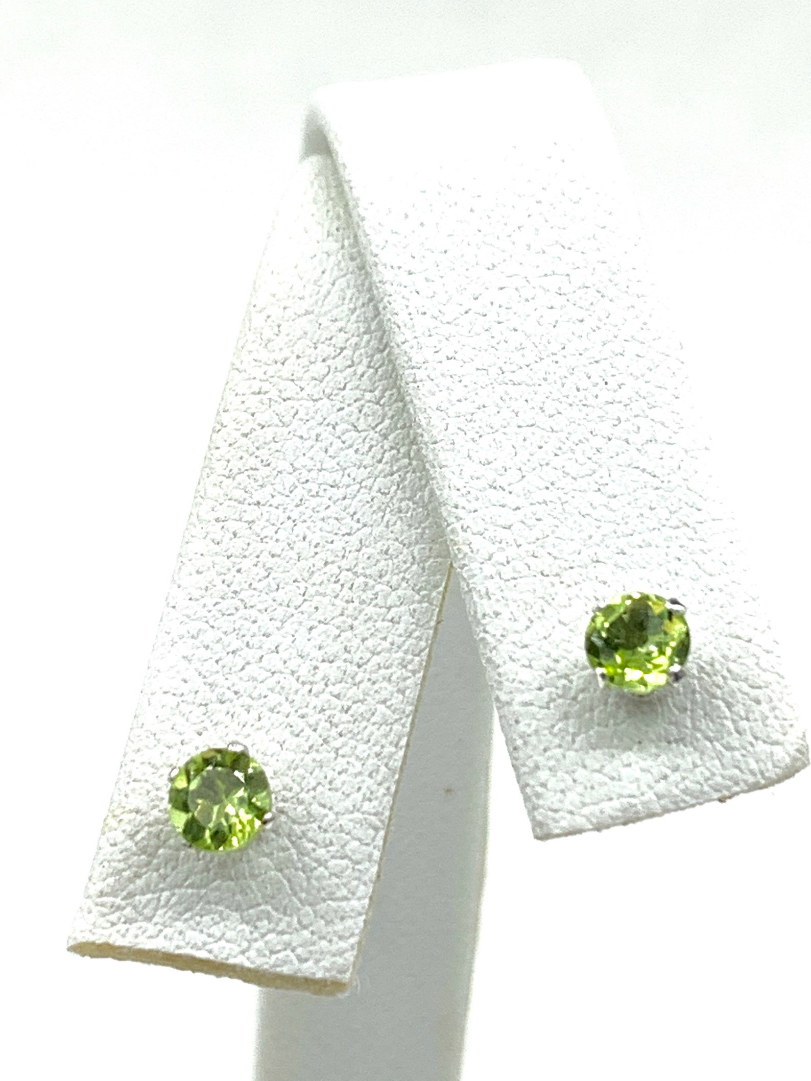 Peridot Stud Earrings 4mm Round .50ctw Sterling Silver Natural Etsy