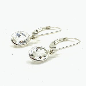 White Topaz 8x6mm 2.80ctw Sterling Silver Leverback Earrings