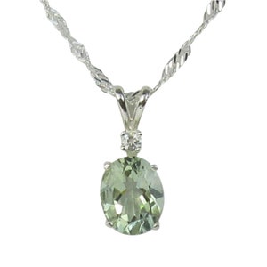 Prasiolite Green Amethyst 10x8mm 2.50ct Sterling Silver Necklace Pendant