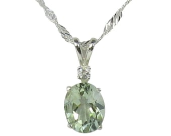 Prasiolite Green Amethyst 10x8mm 2.50ct Sterling Silver Necklace Pendant