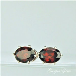 Garnet 7x5mm 2ctw Sterling Silver Stud Earrings Sterling Silver Natural Untreated