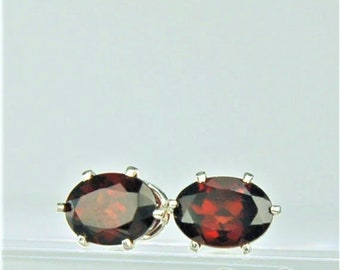 Garnet 7x5mm 2ctw Sterling Silver Stud Earrings Sterling Silver Natural Untreated