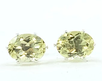 Lemon Quartz 8x6mm 2.15ctw Sterling Silver Stud Earrings