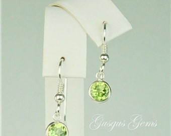 Peridot 6mm 2ctw Sterling Silver Dangle Earrings  Natural Untreated