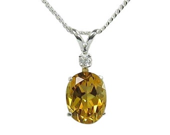 Citrine 9x7mm 1.50ct Sterling Silver Necklace Pendant