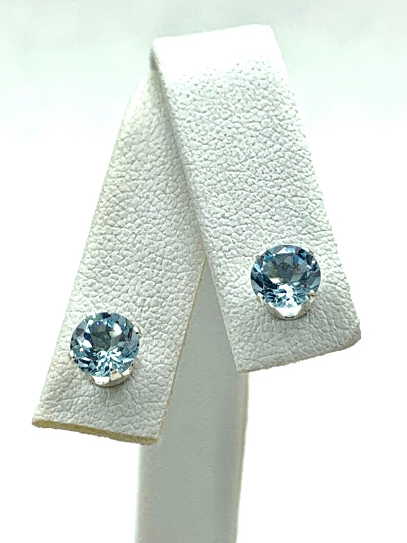 Sky Blue Topaz 6mm 2ctw Sterling Silver Stud Earrings image 7