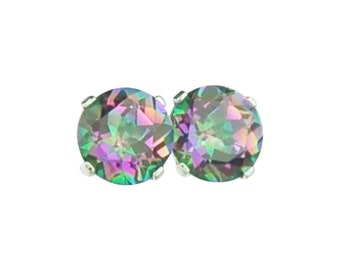 Rainbow Mystic Topaz 6mm 1.70ctw Sterling Silver Stud Earrings