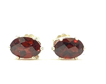 Garnet 6x4mm 1ctw Tiny Petite Sterling Silver Stud Earrings Natural Untreated