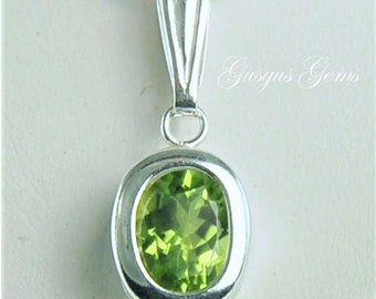 Peridot 10x8mm 3.40ct Sterling Silver Necklace Backset Bezel Natural Untreated