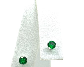 Green Topaz Tiny Petite 4mm .40ctw Sterling Silver Stud Earrings